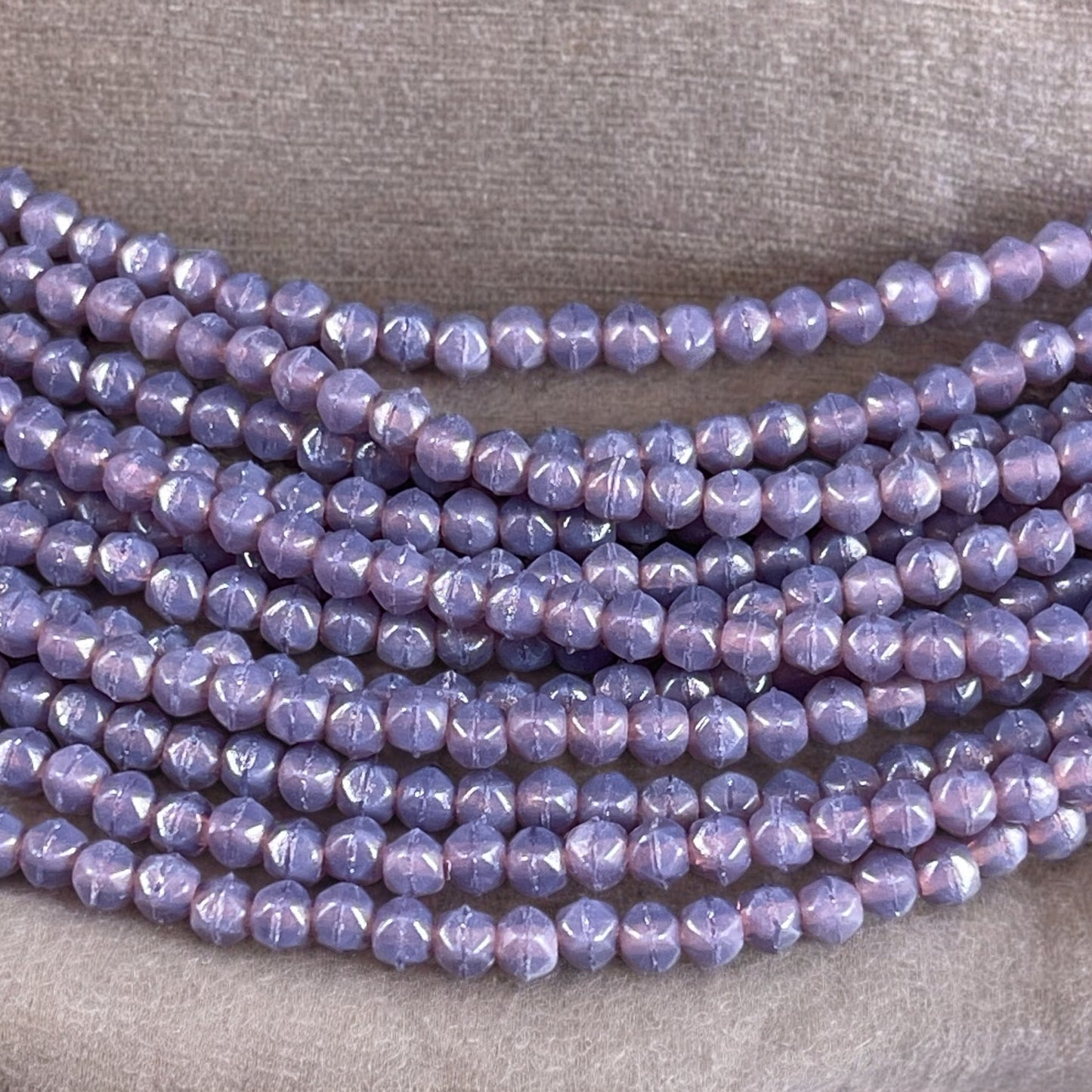 3mm English Cut Lavender Czech Glass Beads ~ Milky Amethyst Glass Beads (EC3/SM-21010) * Qty. 50