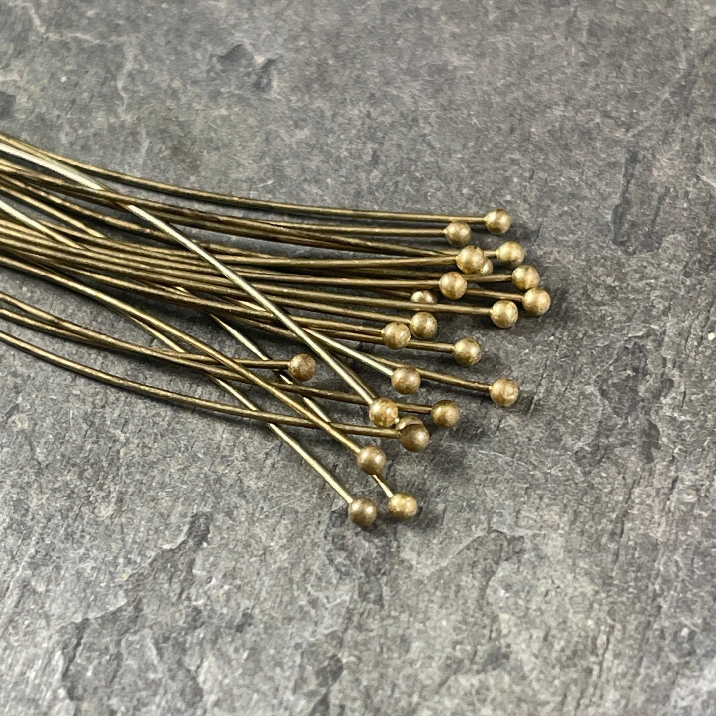 Antiqued Brass Ball Headpins ~  2 1/4" 22g Ball Headpins ~ Bronze, Brass Head Pins (PH-BHP-AB) * Qty. 100