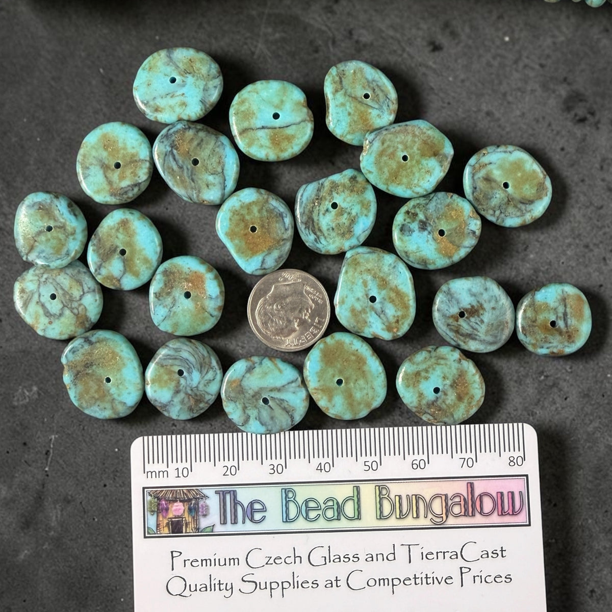 Magnesite Turquoise - LARGE Organic Discs 15-22mm, Turquoise Blue (2511HL-122-18) * 30 Beads