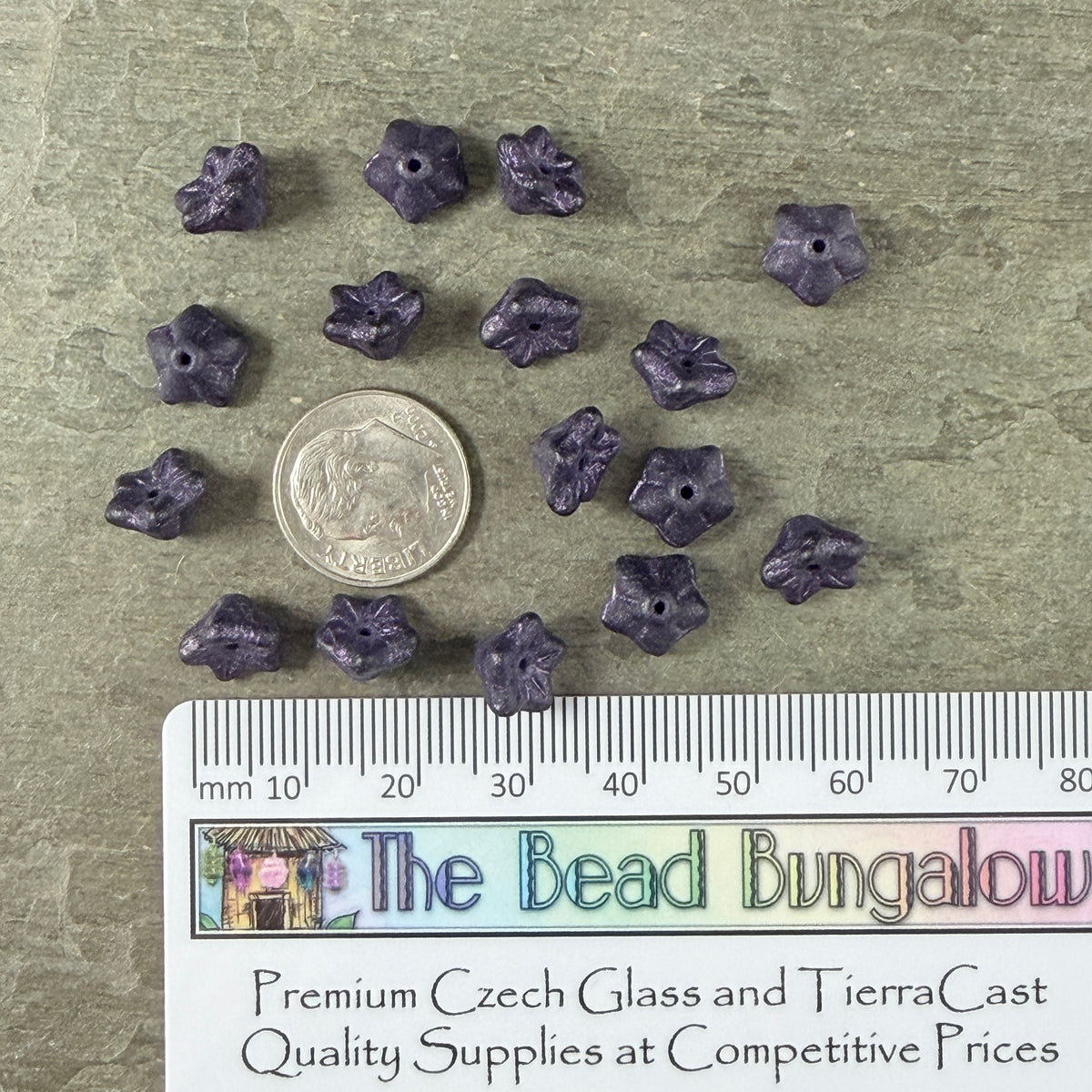 Czech Glass Beads - 6x9mm Bell Flower, Matte Dark Purple (BF/N-1105-B) * Qty. 25 (Copy)