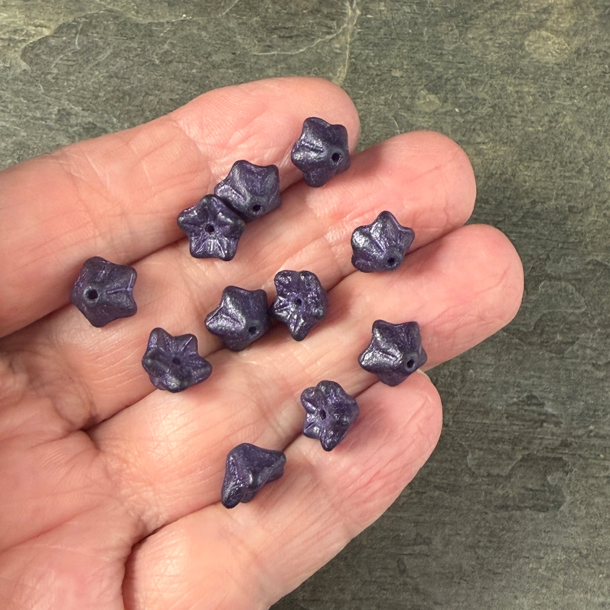 Czech Glass Beads - 6x9mm Bell Flower, Matte Dark Purple (BF/N-1105-B) * Qty. 25 (Copy)