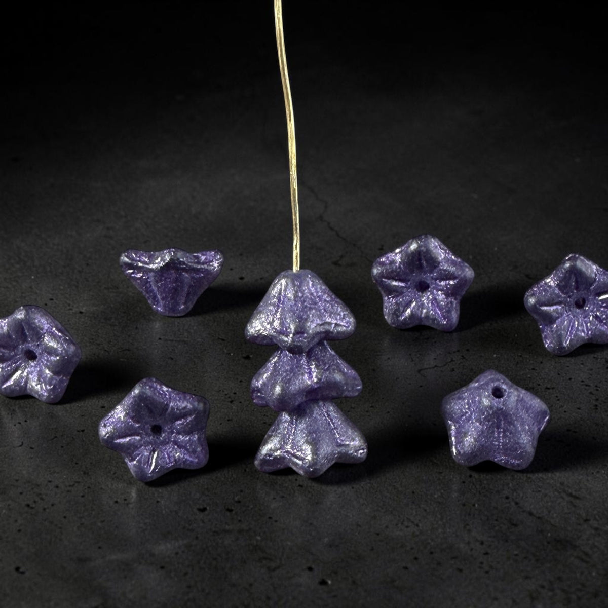 Czech Glass Beads - 6x9mm Bell Flower, Matte Dark Purple (BF/N-1105-B) * Qty. 25 (Copy)