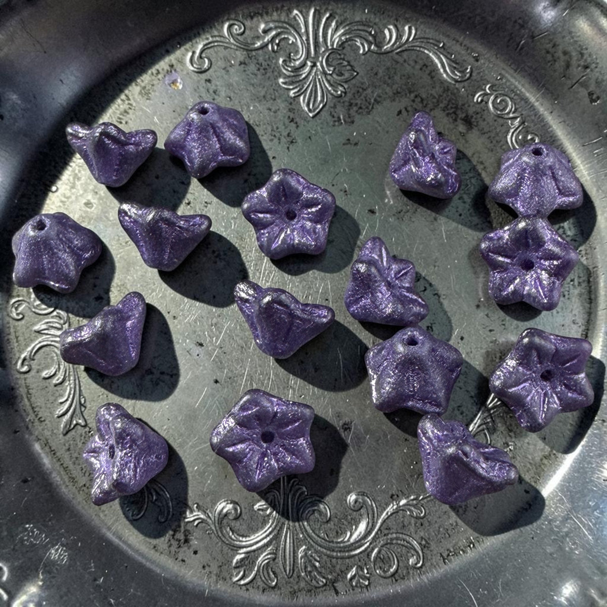 Czech Glass Beads - 6x9mm Bell Flower, Matte Dark Purple (BF/N-1105-B) * Qty. 25 (Copy)