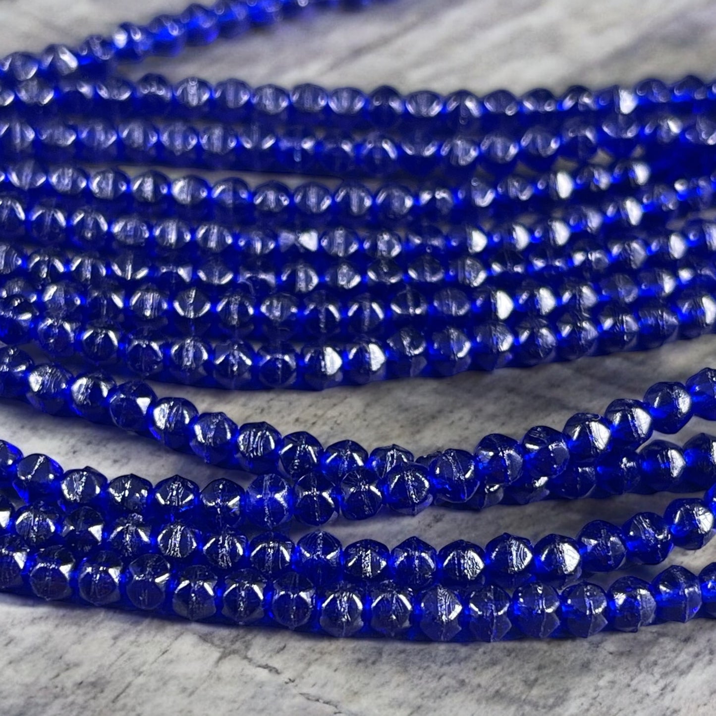 Cobalt Blue Czech Glass Beads, 3mm English Cut, Blue Glass Beads (EC/SM-3009) * Qty. 50