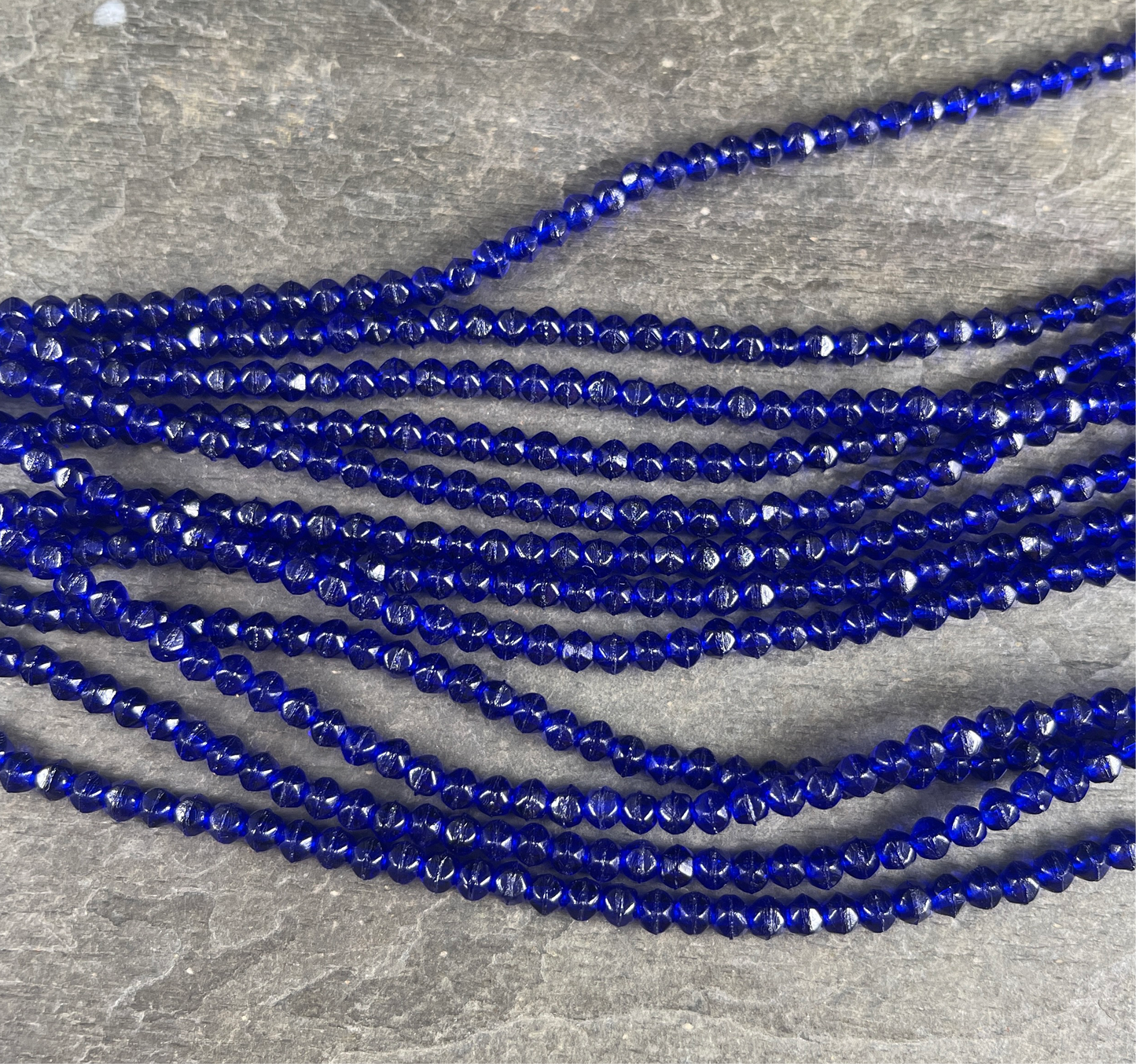 Cobalt Blue Czech Glass Beads, 3mm English Cut, Blue Glass Beads (EC/SM-3009) * Qty. 50