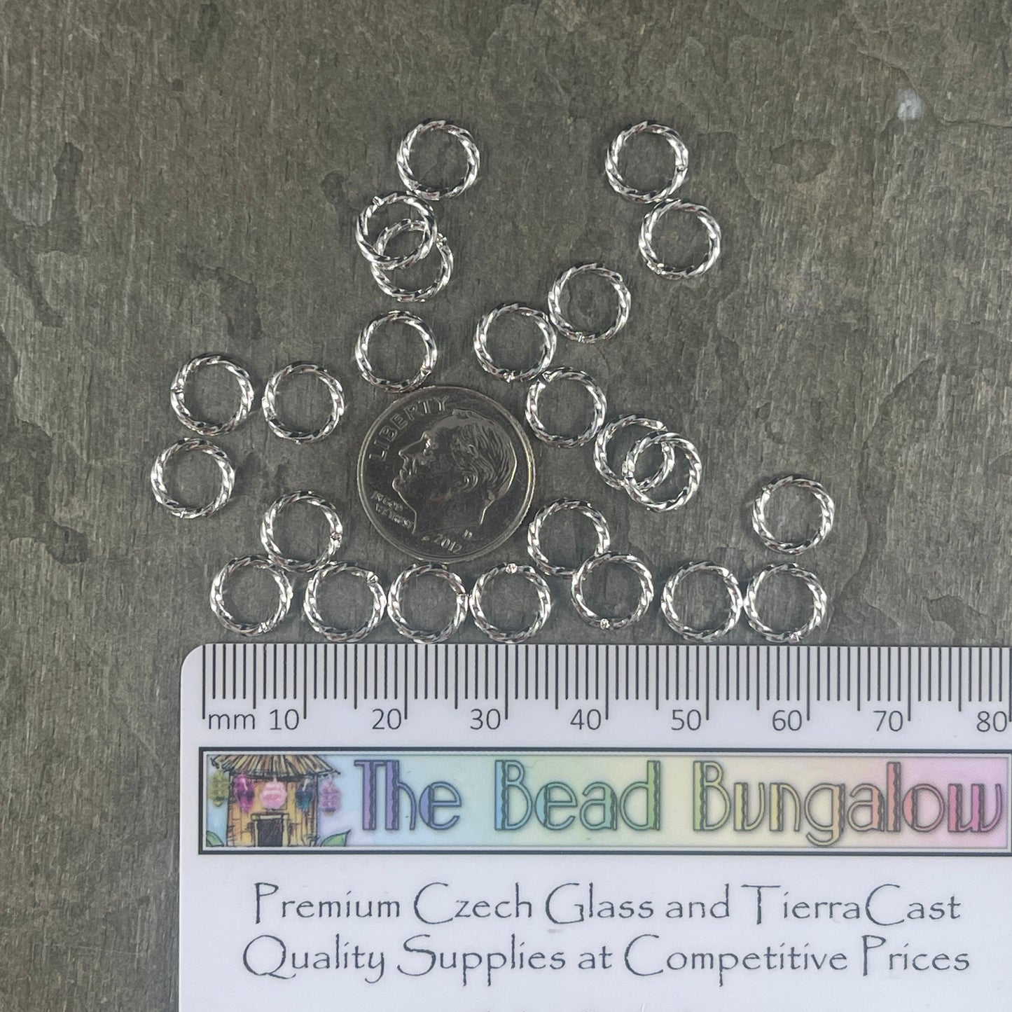 8mm Twisted Jump Rings, 16g Decorative Silver Open Jump Rings (5030) * Qty. 50 or 100