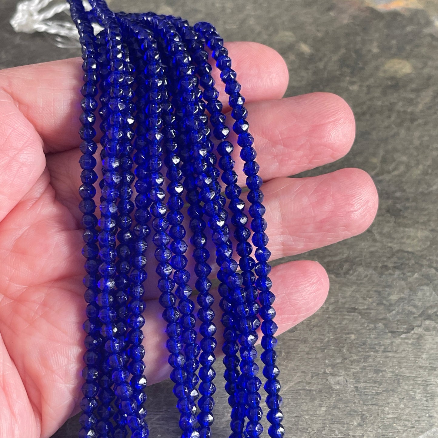 Cobalt Blue Czech Glass Beads, 3mm English Cut, Blue Glass Beads (EC/SM-3009) * Qty. 50