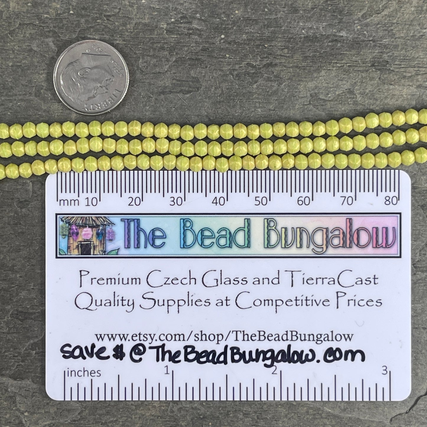 3mm English Cut Honeydew Luster Czech Glass Beads, Small Bright Green Beads (EC3/SM-PS1010) * Qty. 50