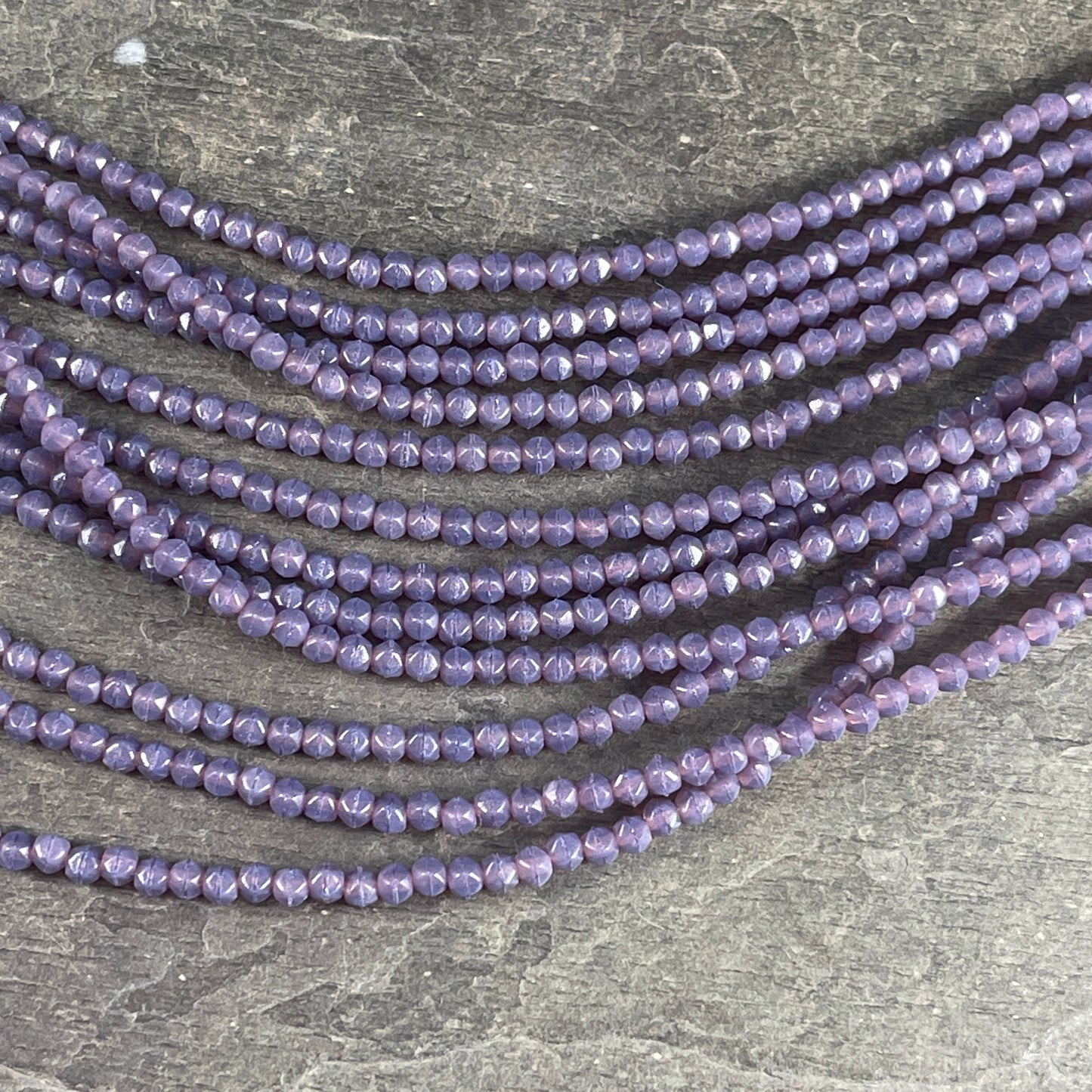 3mm English Cut Lavender Czech Glass Beads ~ Milky Amethyst Glass Beads (EC3/SM-21010) * Qty. 50