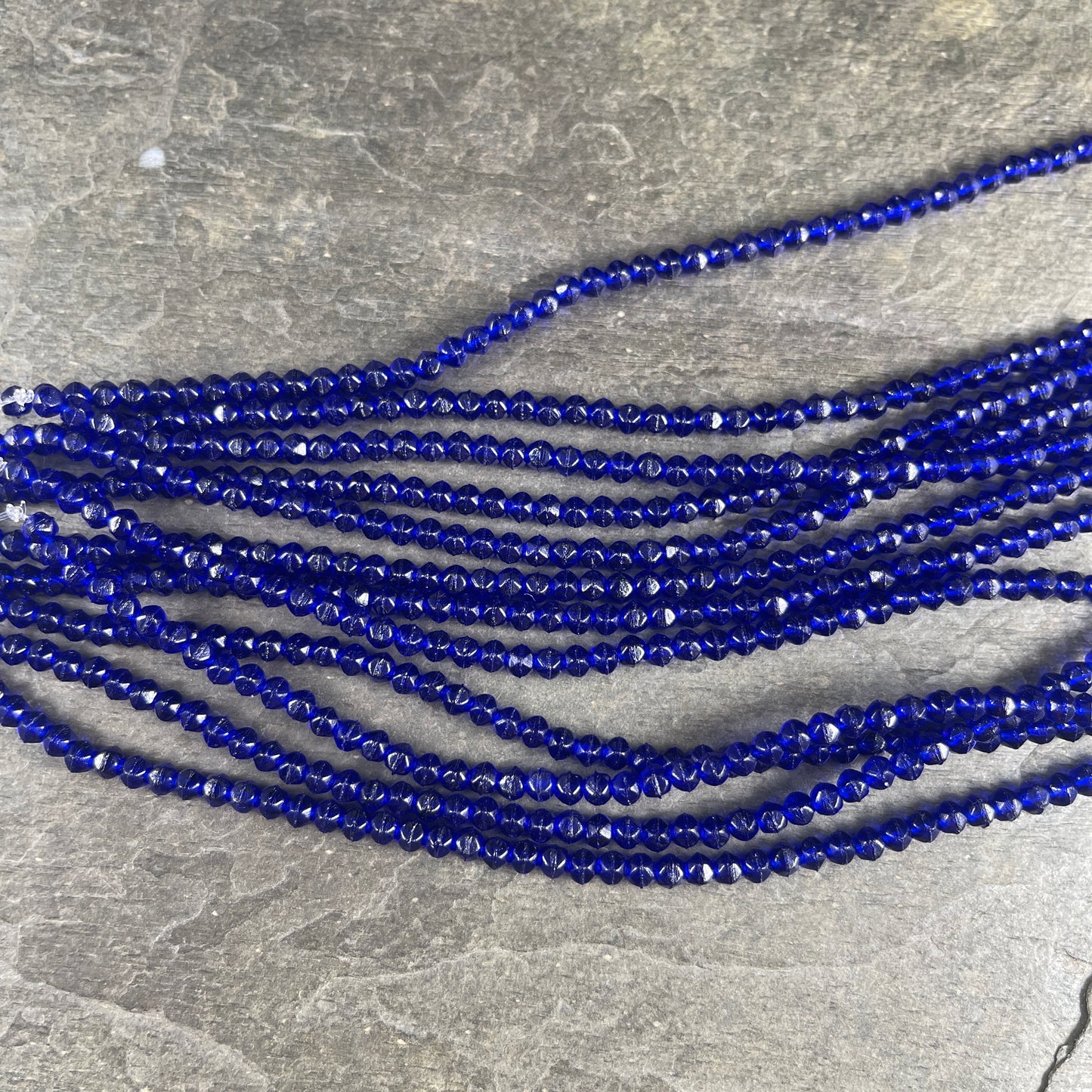 Cobalt Blue Czech Glass Beads, 3mm English Cut, Blue Glass Beads (EC/SM-3009) * Qty. 50