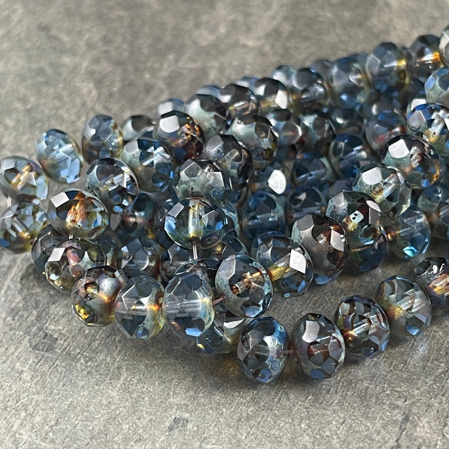 8x6mm Transparent Light Sapphire Blue Picasso Faceted Rondelles (R8/0577) *