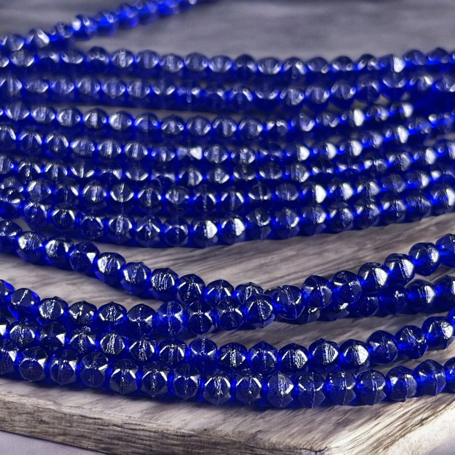 Cobalt Blue Czech Glass Beads, 3mm English Cut, Blue Glass Beads (EC/SM-3009) * Qty. 50