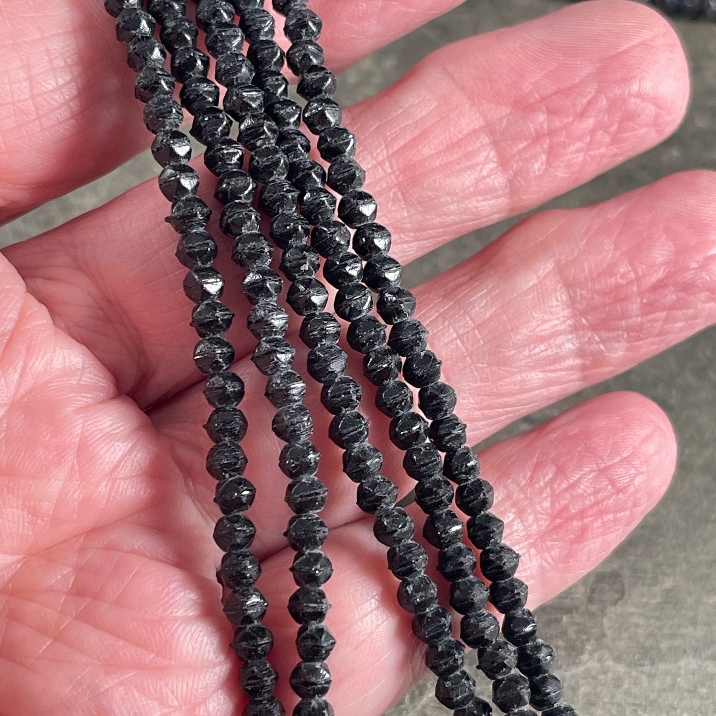 3mm English Cut Matte Black Czech Glass Beads, Small Black Spacer Beads (EC/SM-M2398) * Qty. 50