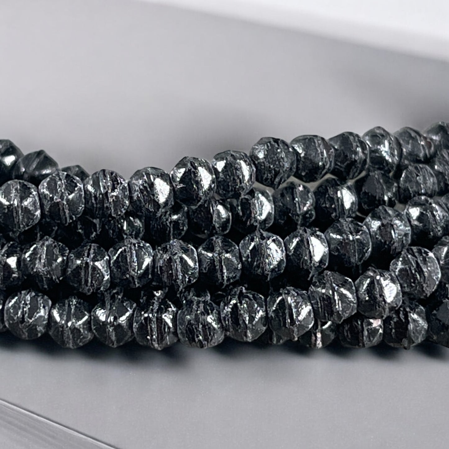 3mm English Cut Matte Black Czech Glass Beads, Small Black Spacer Beads (EC/SM-M2398) * Qty. 50