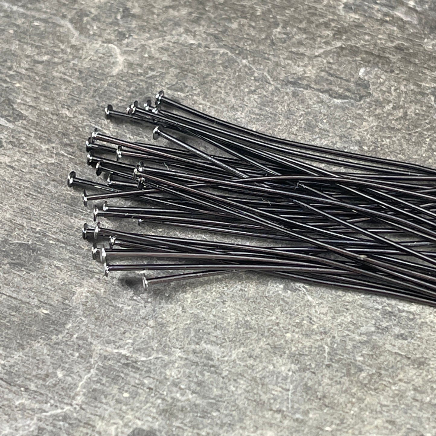 2" Black Head Pins, 21 Gauge Flat Head Dark Gray, Gunmetal-Plated Brass Head Pins (5412) * Qty. 100