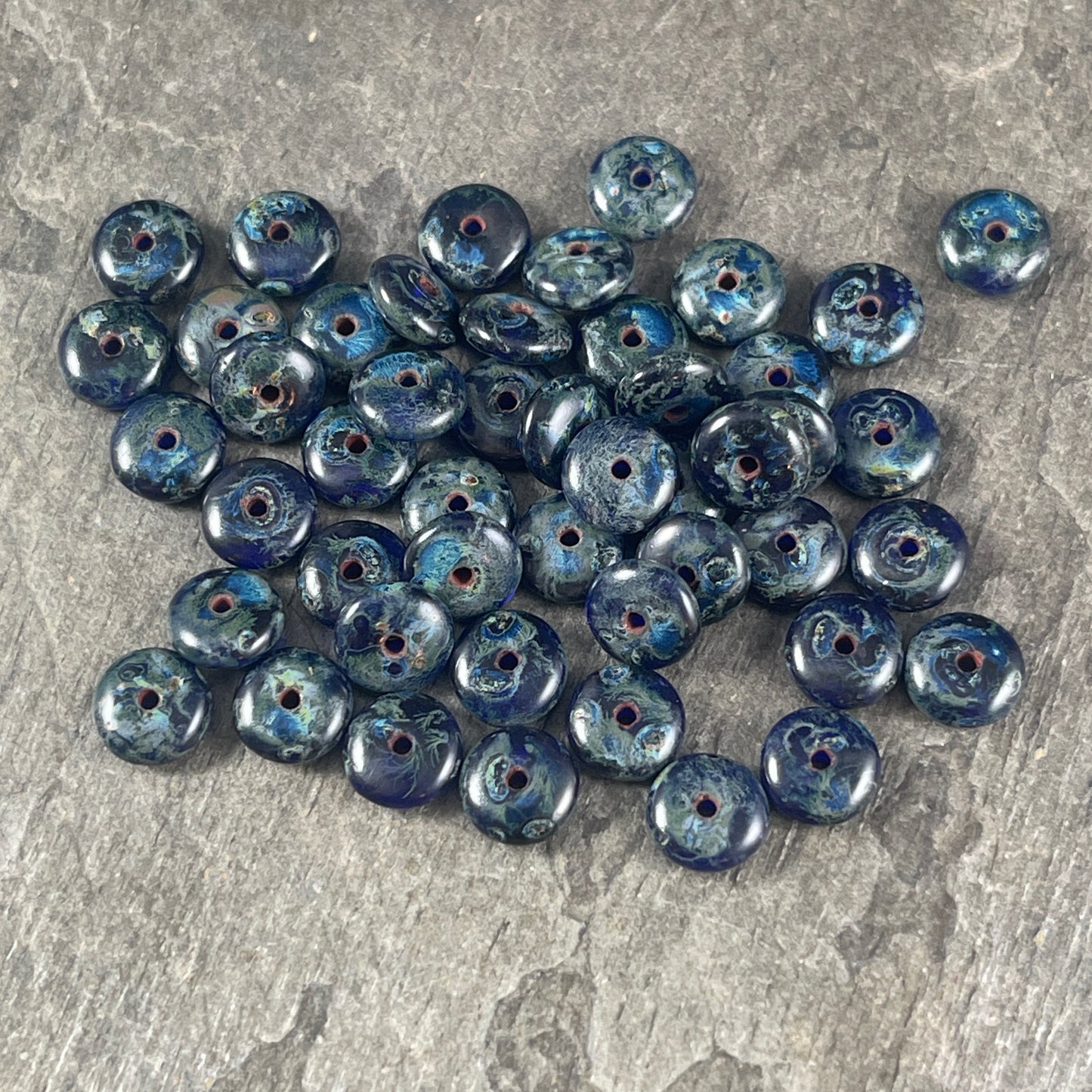 Cobalt Blue with Full Picasso, 6x2mm Rondelle, Czech Glass Beads (RD6/RJ-4764) * Qty. 50