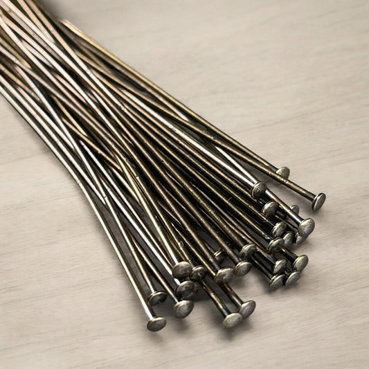 2" Oxidized Brass Head Pins, 21g Flat Head Headpins Bronze Finish (5410) * Qty. 50