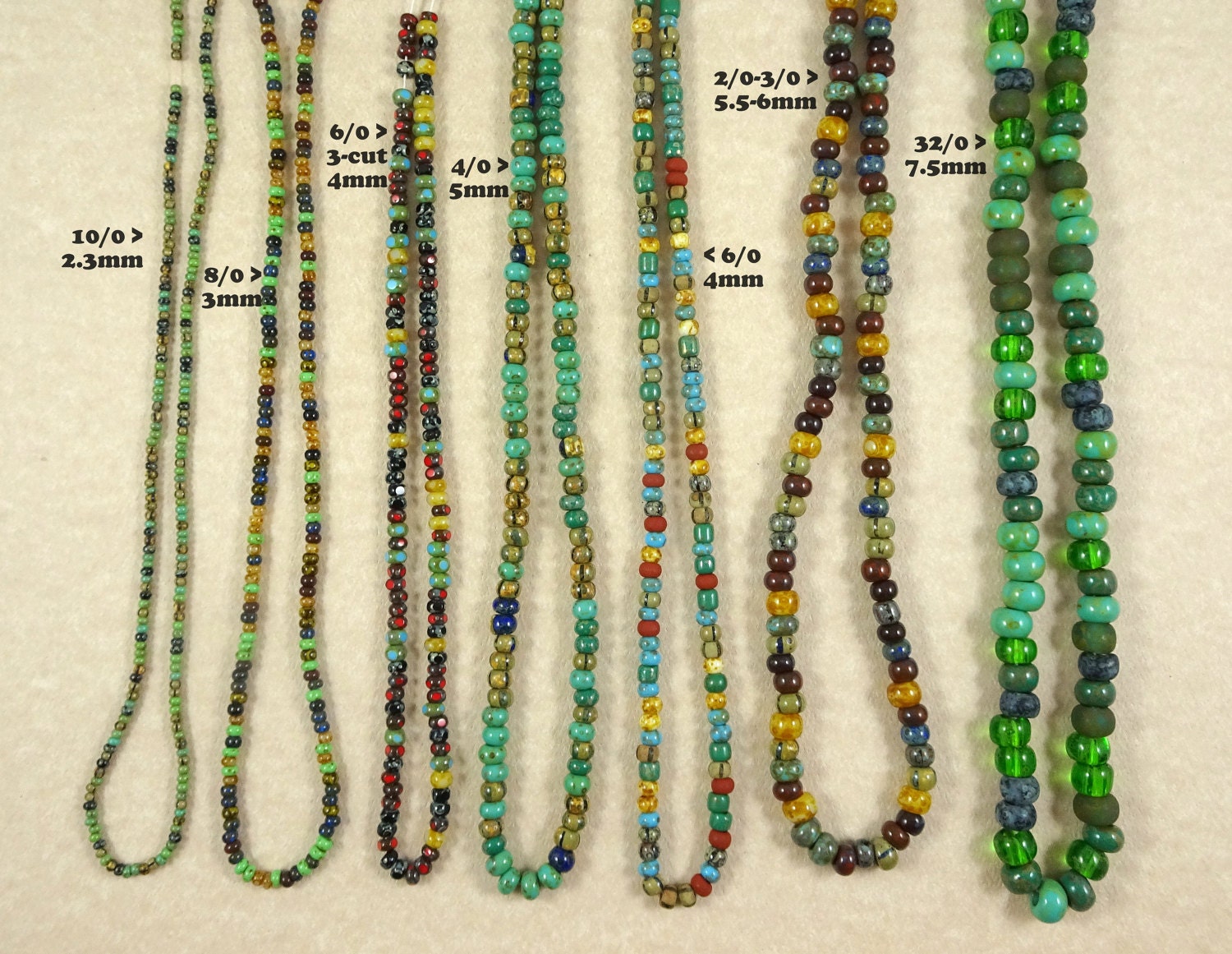 Czech Glass Seed Beads ~ 2/0 6mm Picasso Seed Beads ~ Multi-Color Pearly Finish Aged Picasso Seed Beads (custom) * 20" Strand