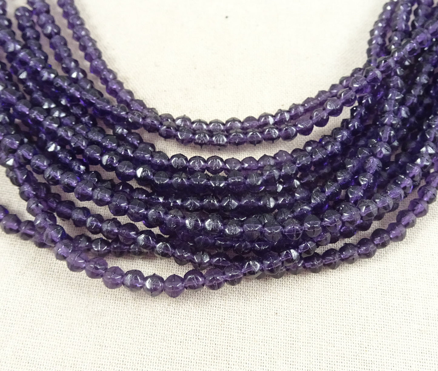 Czech Beads - 3mm English Cut Faceted Cube - Tanzanite Dark Purple Glass Beads (EC3/SM-2051) * Qty. 50