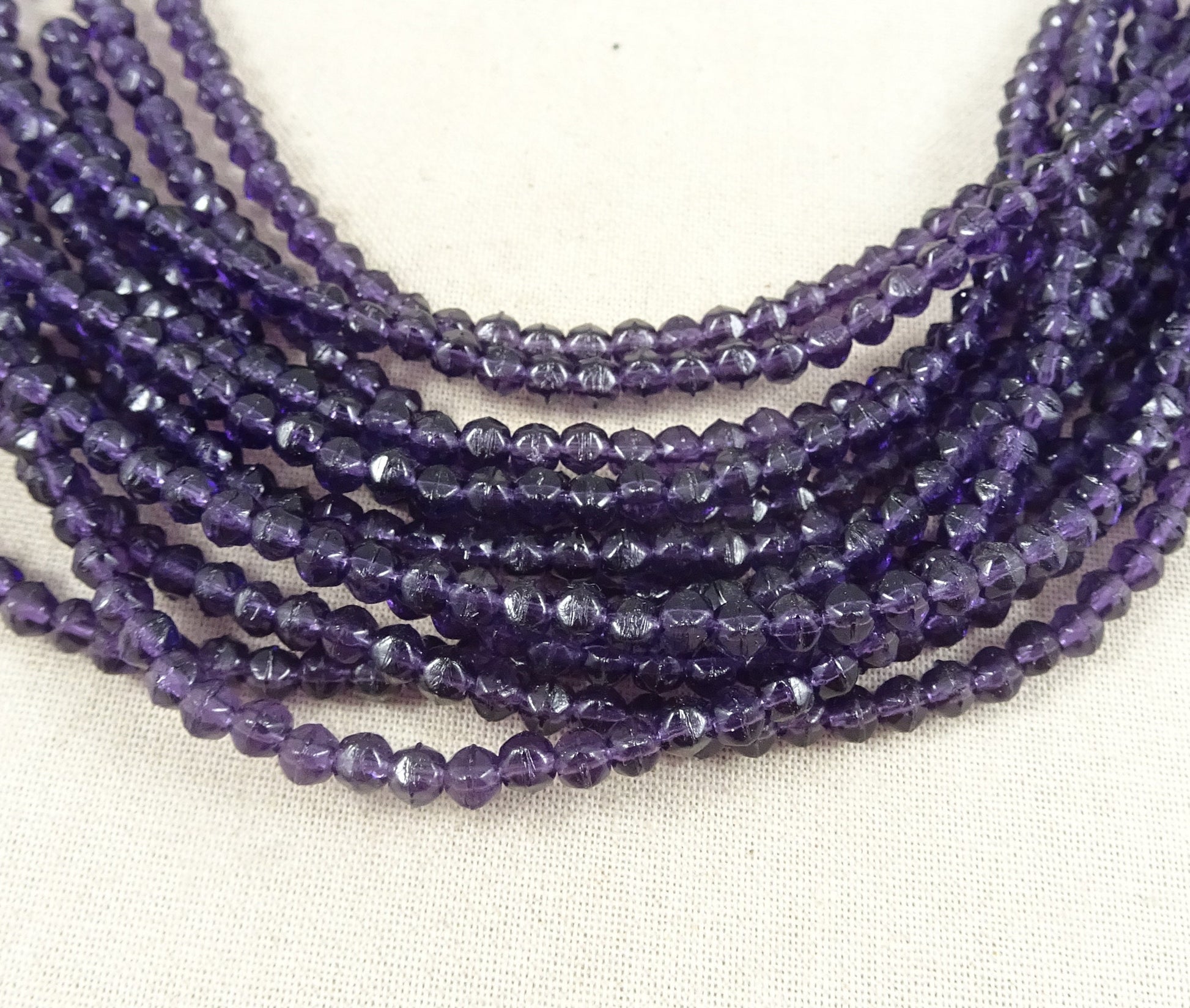 Czech Beads - 3mm English Cut Faceted Cube - Tanzanite Dark Purple Glass Beads (EC3/SM-2051) * Qty. 50