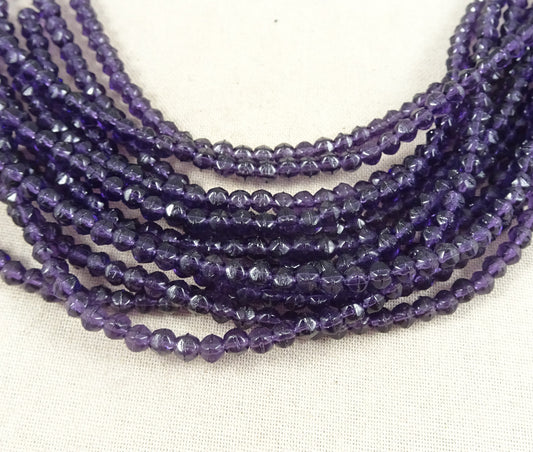 Czech Beads - 3mm English Cut Faceted Cube - Tanzanite Dark Purple Glass Beads (EC3/SM-2051) * Qty. 50
