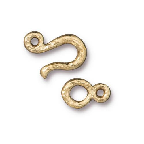 NEW TierraCast Hammered Clasp Set, 24k Gold Plated Pewter Hook and Eye Clasp Set (PF/997-12) * Qty. 3