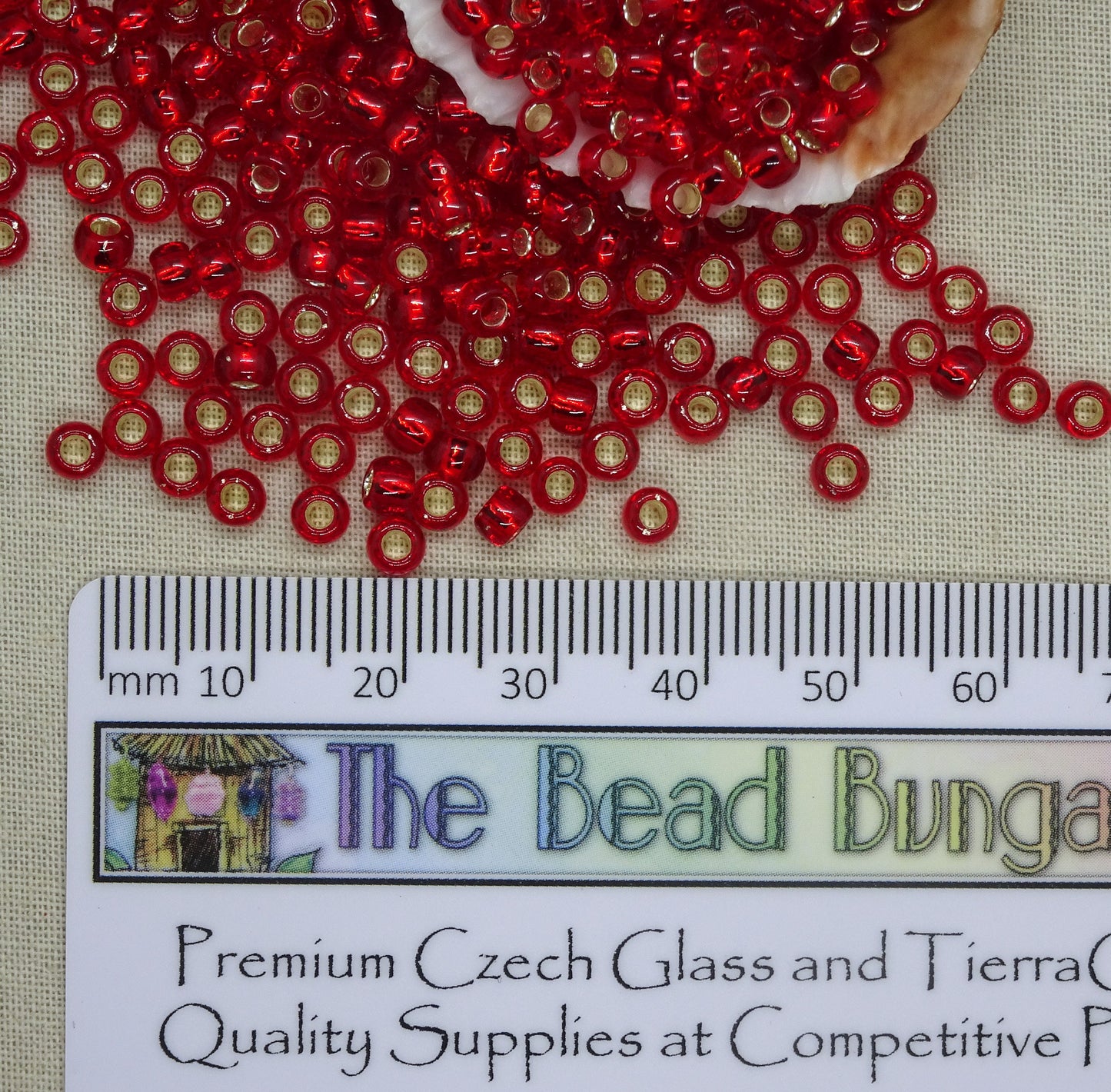 4mm Transparent Ruby Red Seed Beads, TOHO 6/0 Round Red Glass with Silver Core (T6/SM-25C) * Qty. 15 Grams