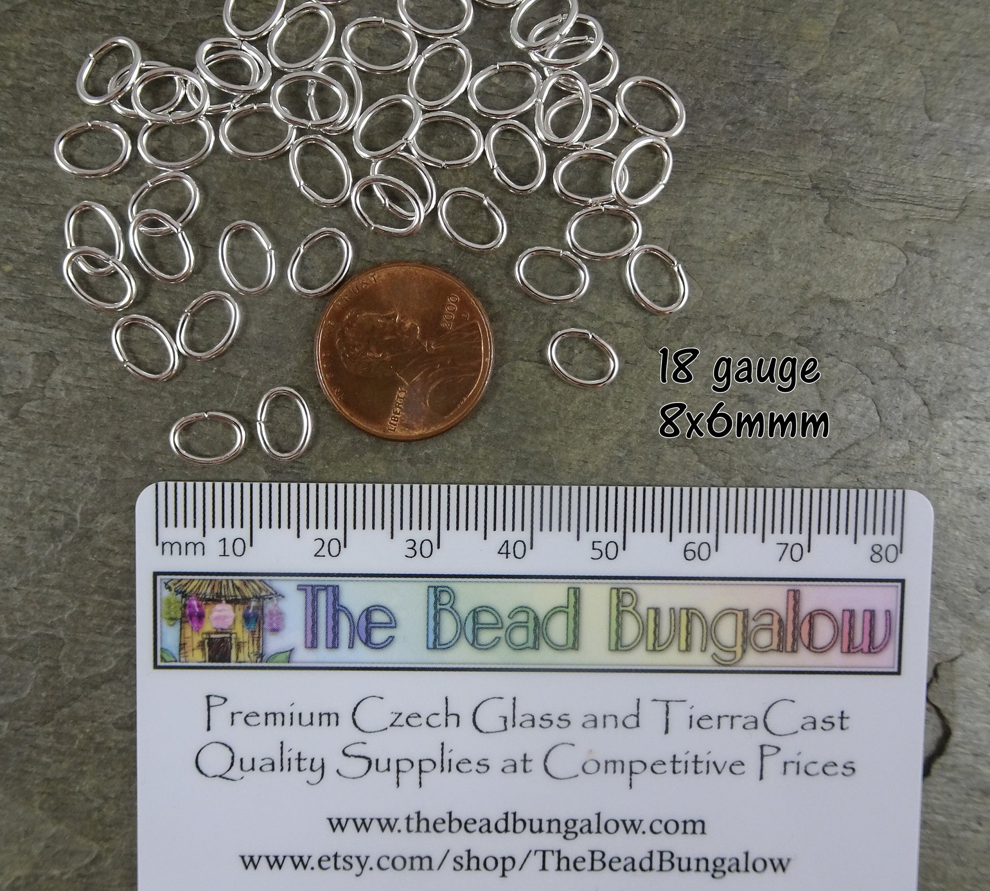 8x6mm Oval Jump Rings, 18g Open, Silver Plated Brass (FMG/5061) * Qty. 100