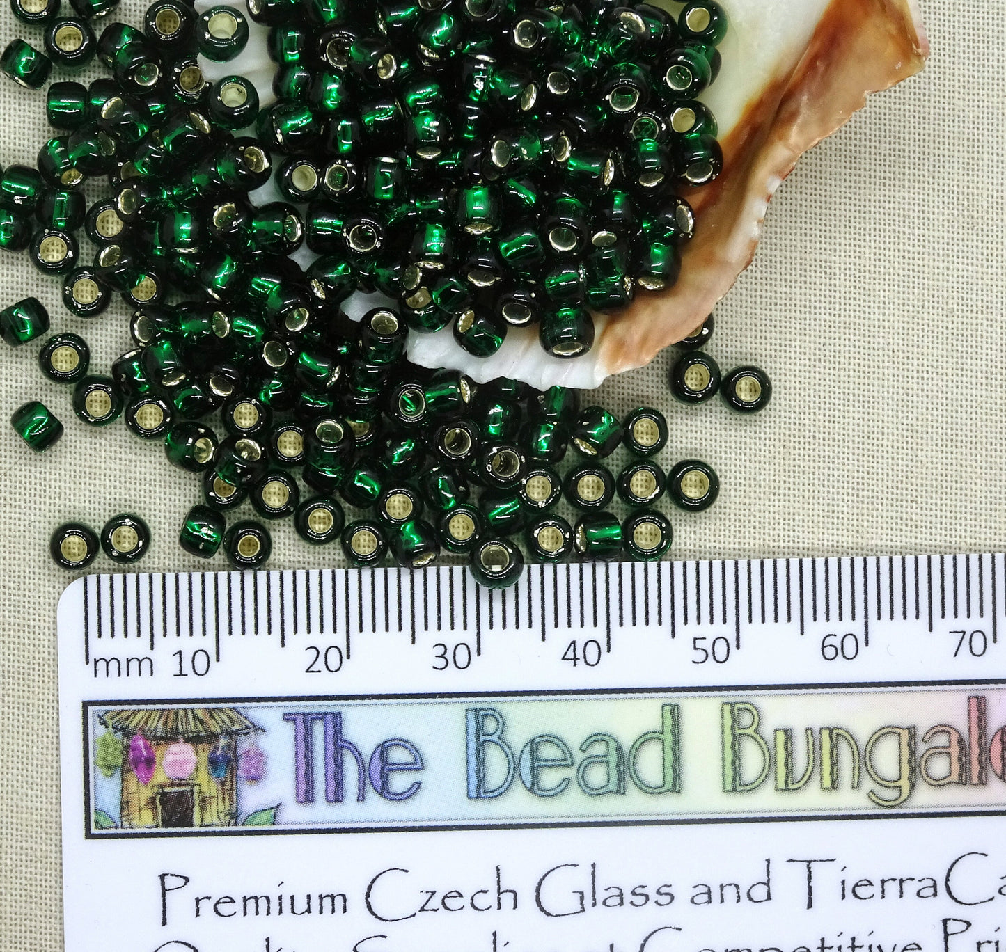 Transparent Emerald Green 4mm Seed Beads, TOHO 6/0 Round Dark Green with Silver Core (T6/SM-36) * 15 grams