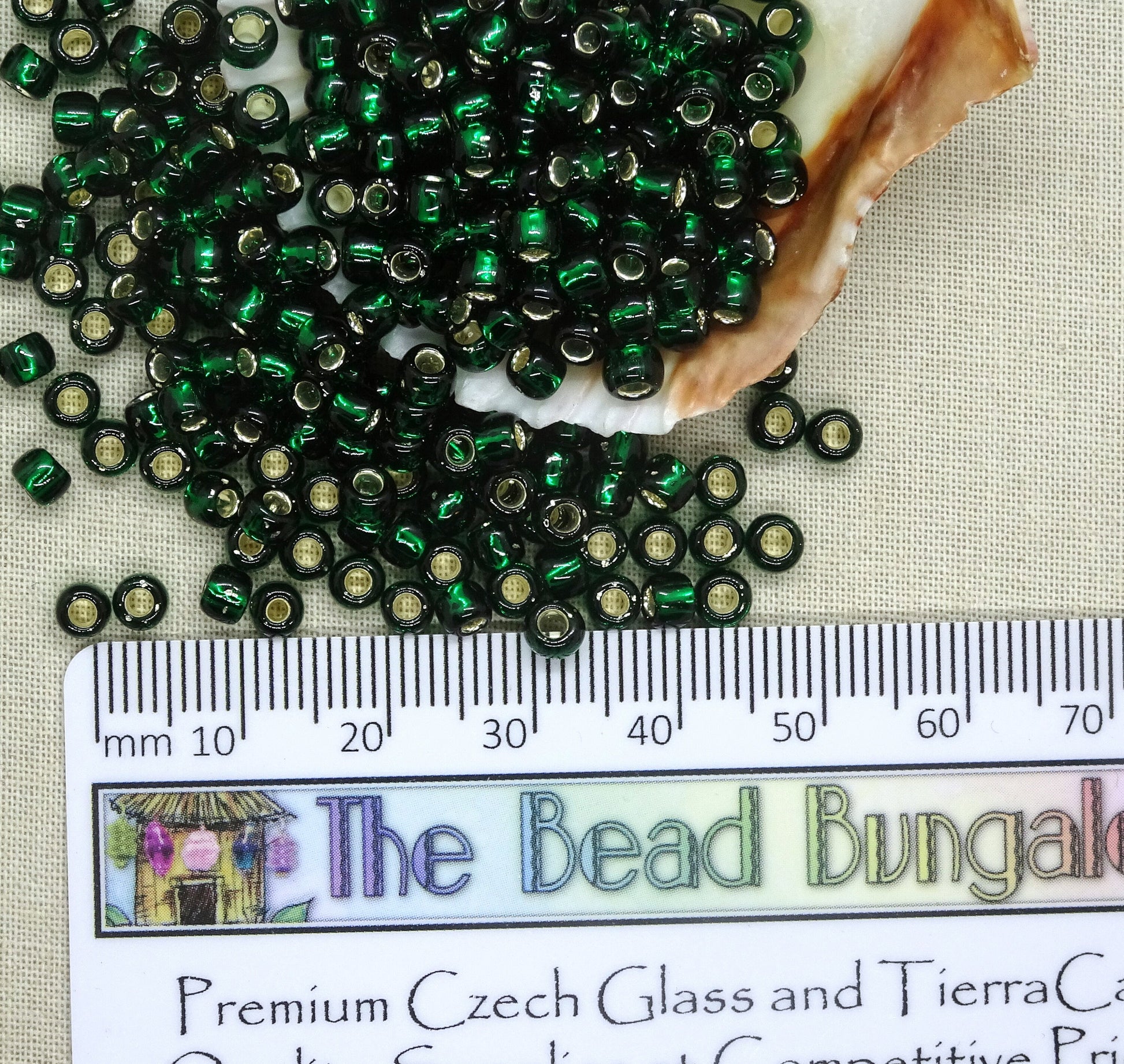 Transparent Emerald Green 4mm Seed Beads, TOHO 6/0 Round Dark Green with Silver Core (T6/SM-36) * 15 grams