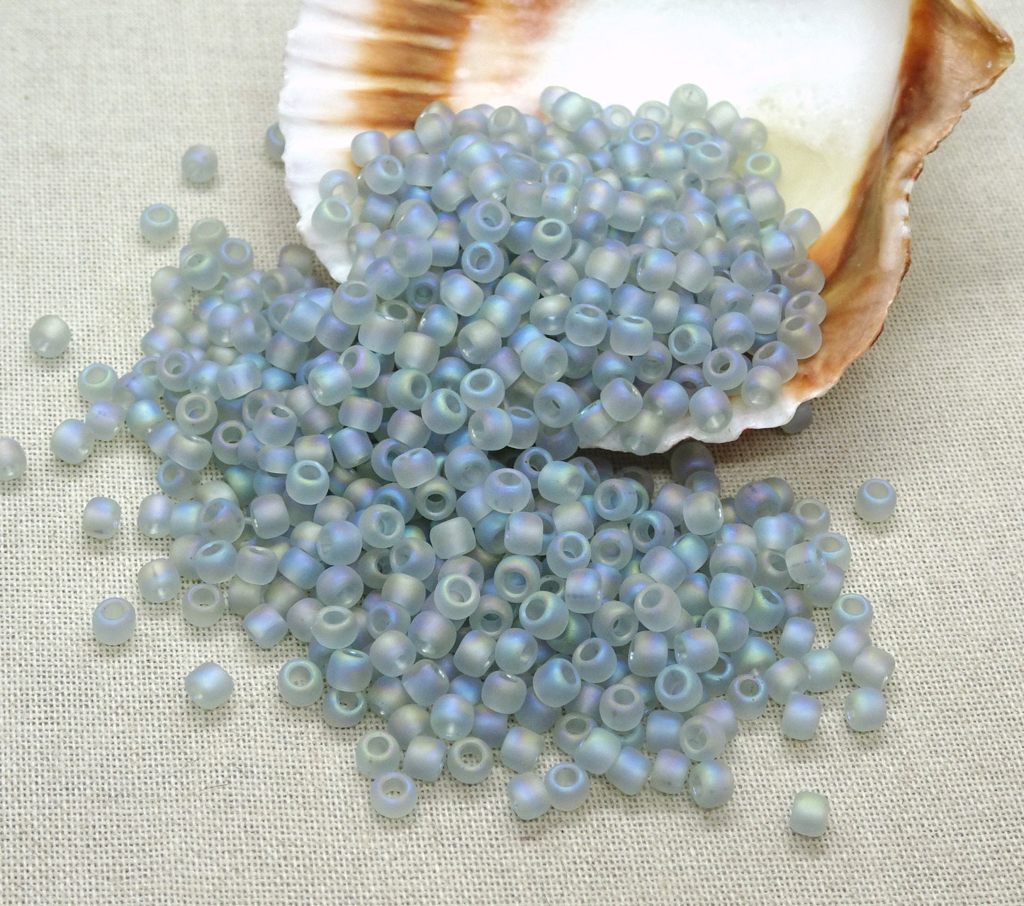 3mm Frosted Crystal AB 8/0 TOHO Seed Beads, Rainbow Matte Crystal Seed Beads (T8/SM-176AF) * Qty. 15 grams