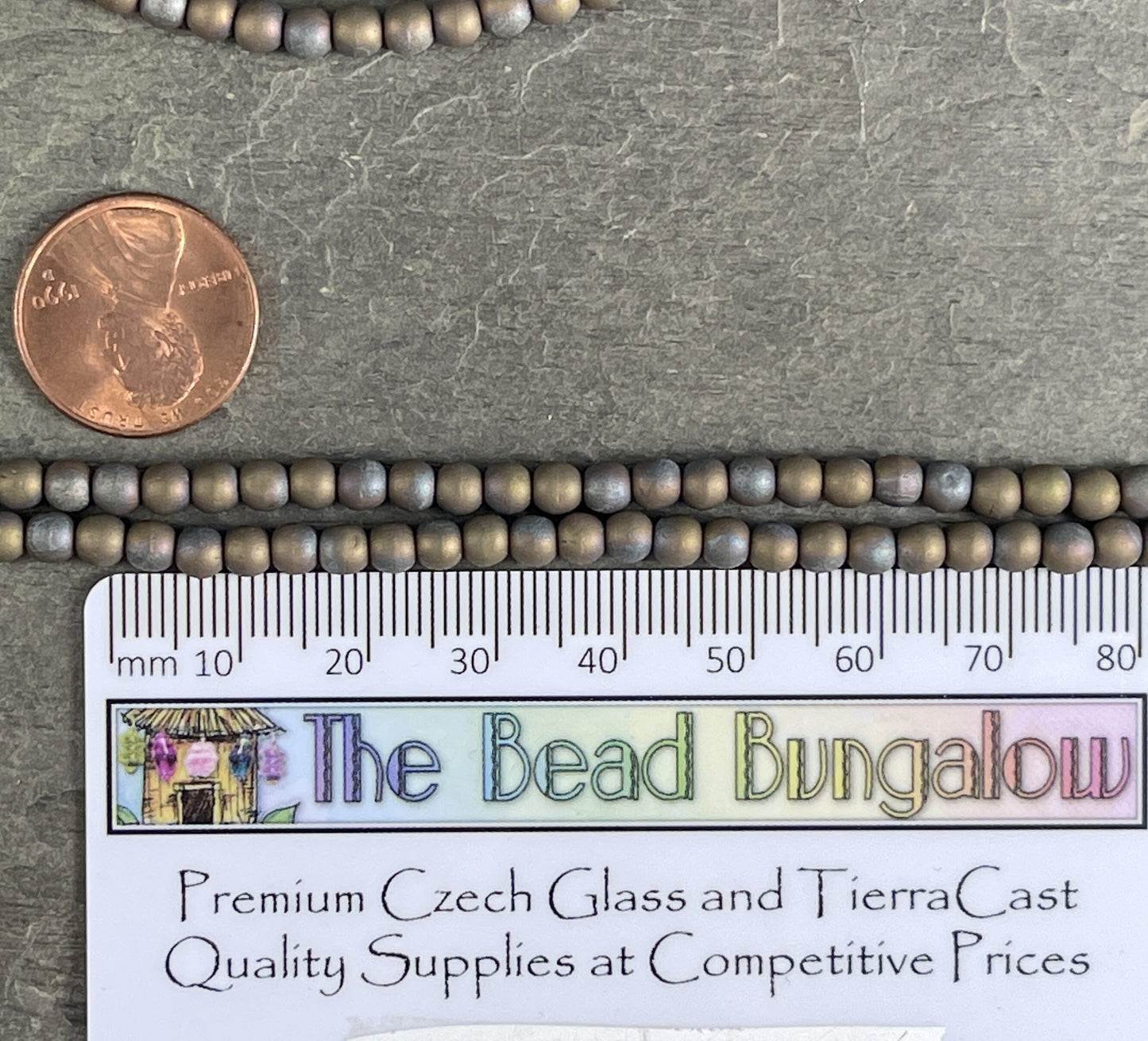 Czech Beads - 4mm Round, Matte Oxidized Bronze Glass Beads (D4/SM-M15768) * 100 Beads
