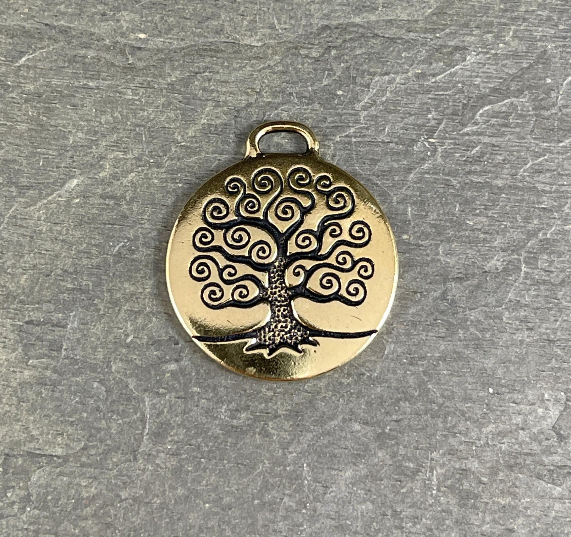 Tree of Life Pendant Double Sided 23mm TierraCast Pendant Antiqued Gold Tree of Life TierraCast Findings (TC/2304-26) - Sold Individually