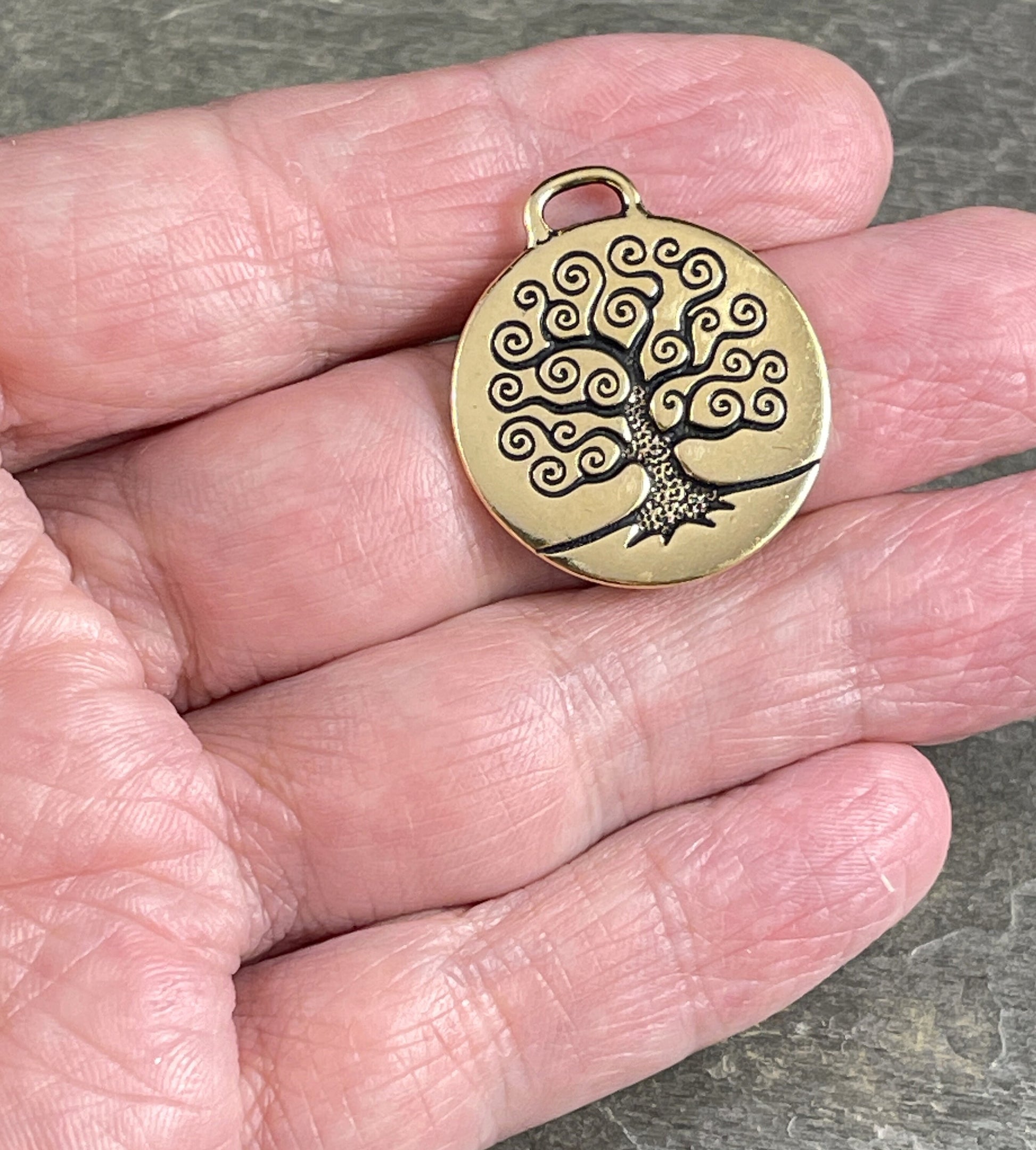 Tree of Life Pendant Double Sided 23mm TierraCast Pendant Antiqued Gold Tree of Life TierraCast Findings (TC/2304-26) - Sold Individually