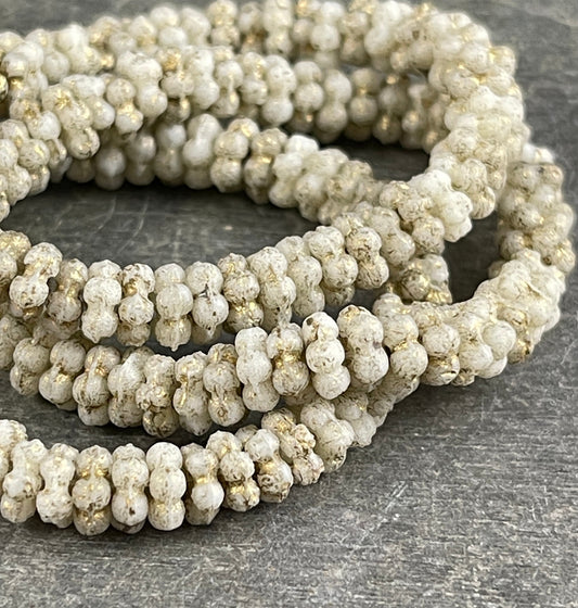 Czech Glass Beads - 5mm Daisy Spacer, Beige, Etched Glass (FMN/N-1513) * Qty. 50