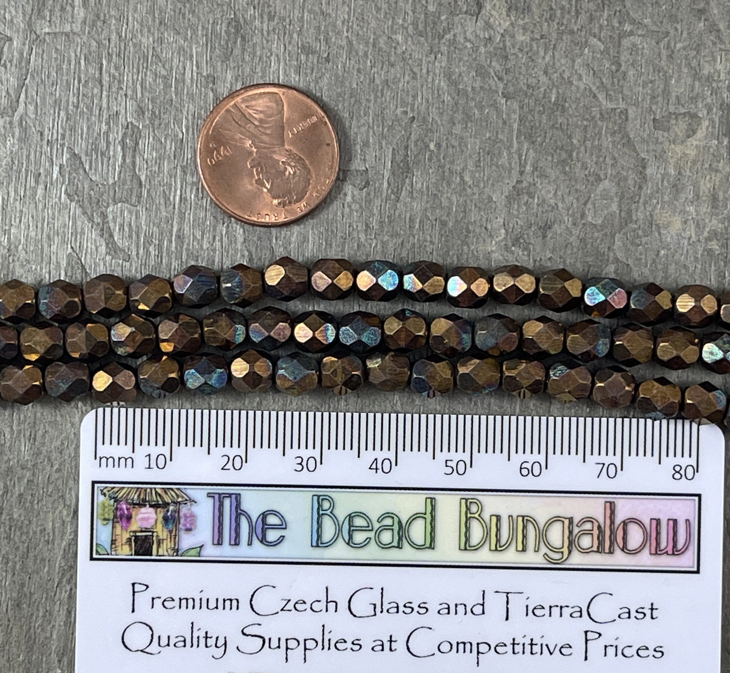 Czech Glass Beads - 6mm Faceted Round Beads, Oxidized Bronze Clay, Bronze Iris (FP6/SM-15768) * Qty. 25
