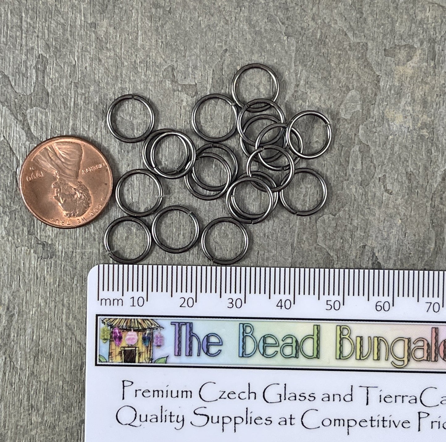 10mm Round Jump Rings, 18g Open, Gunmetal Black Plated Brass (TC/0026-13) * Qty. 50