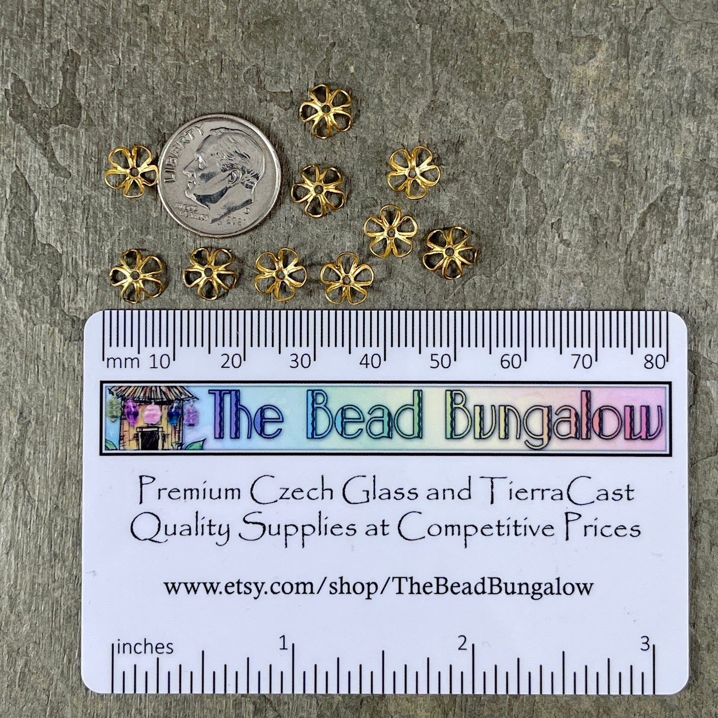 Delicate Open Petal Gold Bead Caps ~ 7.5mm Raw Brass Flower Petal Bead Caps (VJS/R306R) * Qty. 12