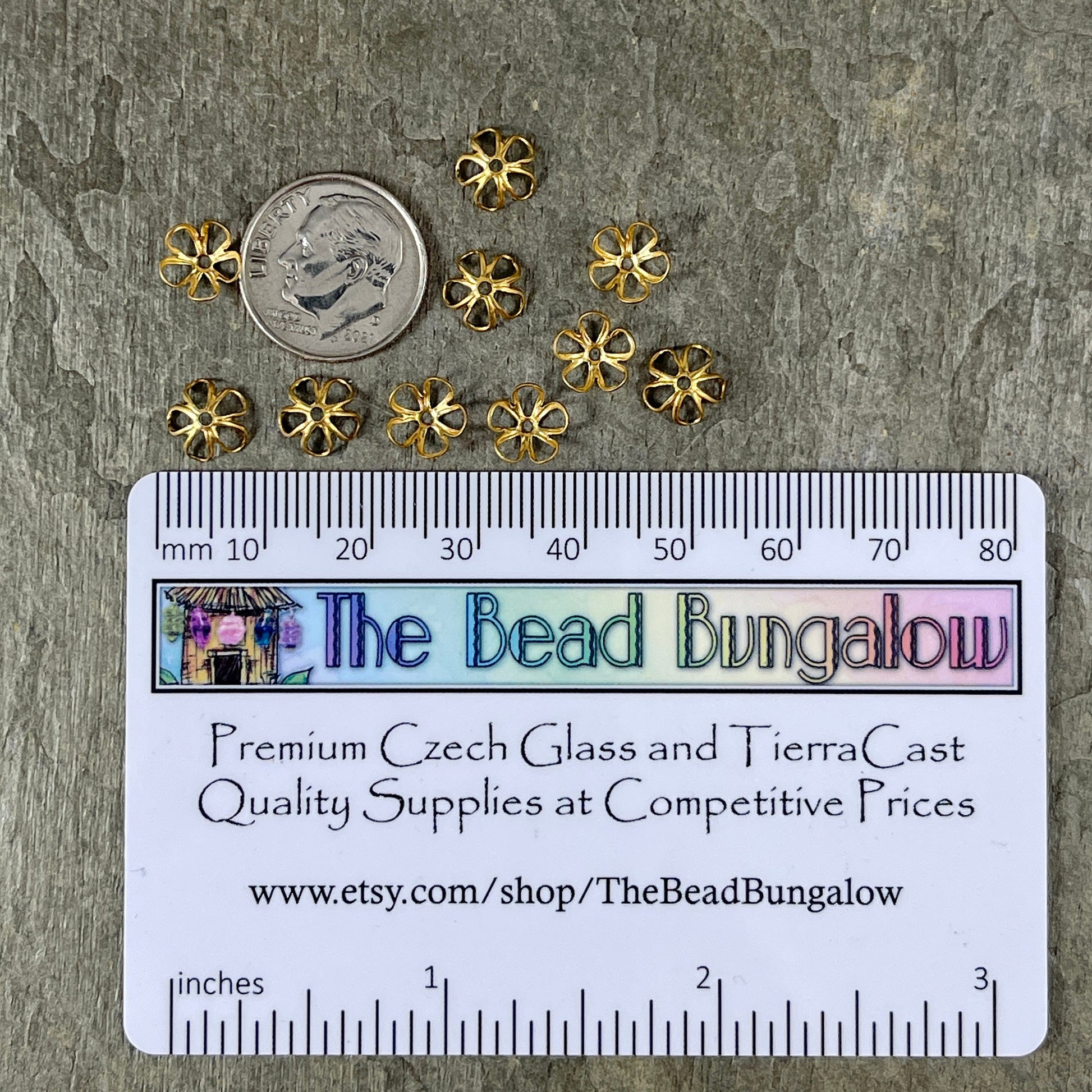 Delicate Open Petal Gold Bead Caps ~ 7.5mm Raw Brass Flower Petal Bead Caps (VJS/R306R) * Qty. 12