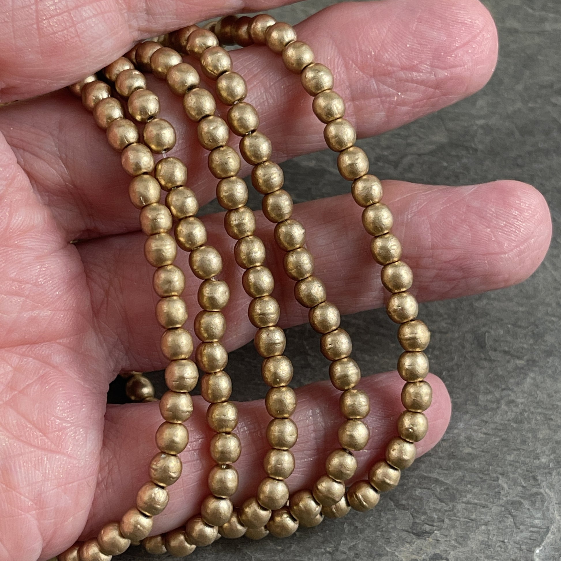 Czech Beads - 4mm Druk Round Beads, Matte Metallic Gold (D4/N-001) * Qty. 50