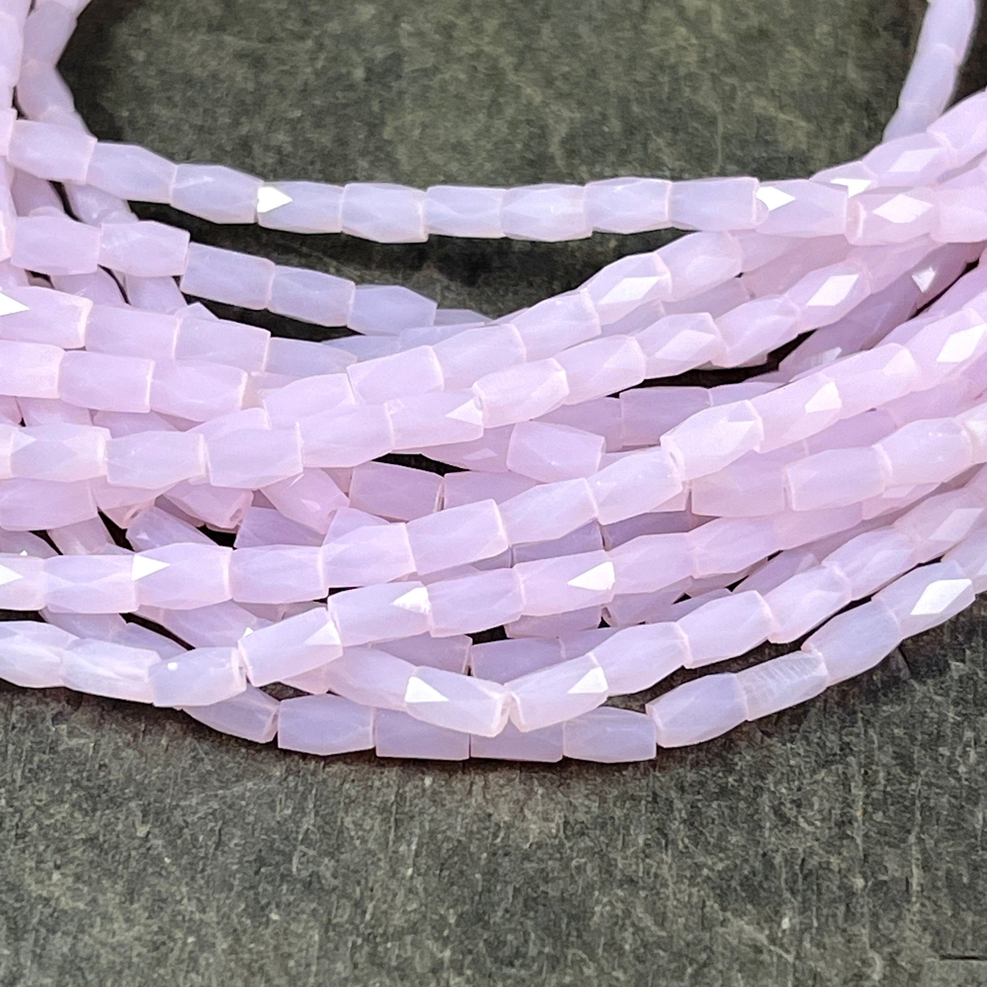 5mm Faceted Tube Bead, Matte Finish 5x3mm Pink Tube Beads (FGT-MP1) Pale Pink with Matte Finish * 18" Strand