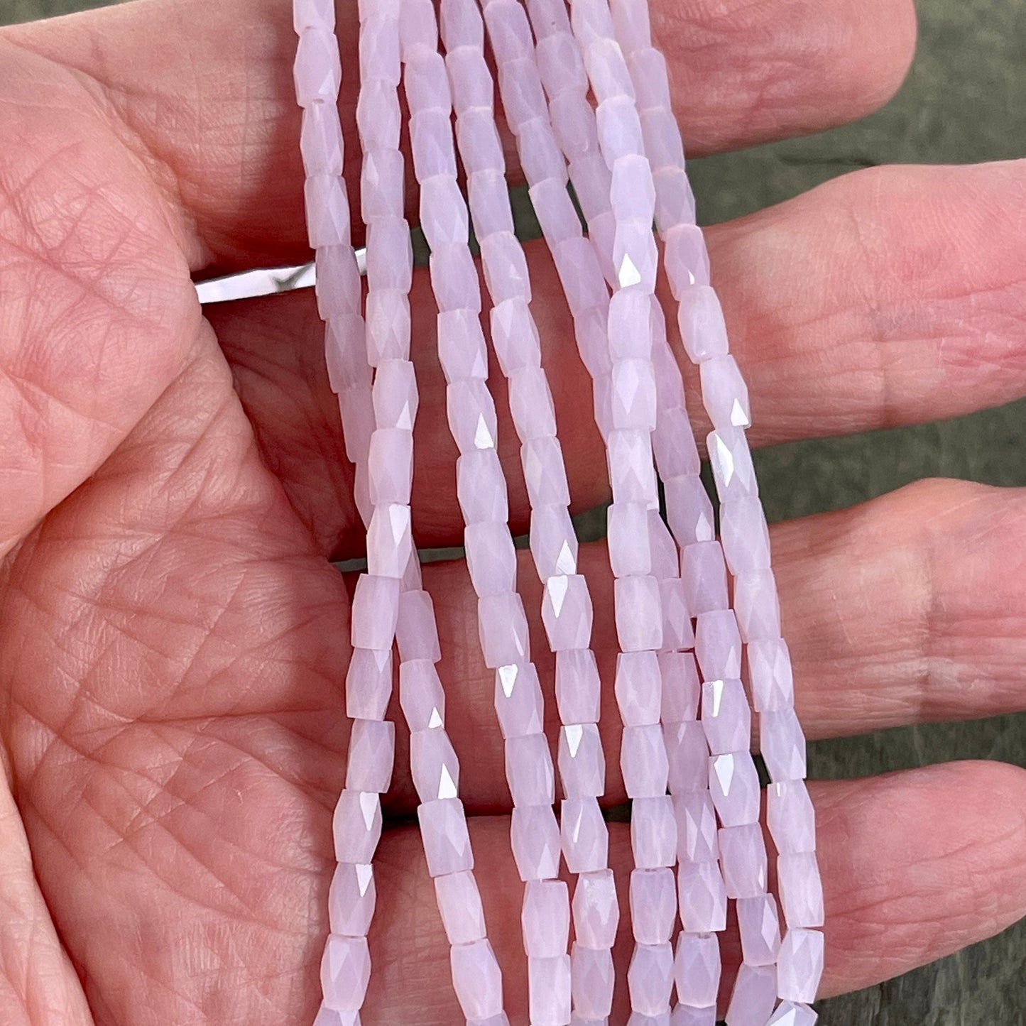 5mm Faceted Tube Bead, Matte Finish 5x3mm Pink Tube Beads (FGT-MP1) Pale Pink with Matte Finish * 18" Strand