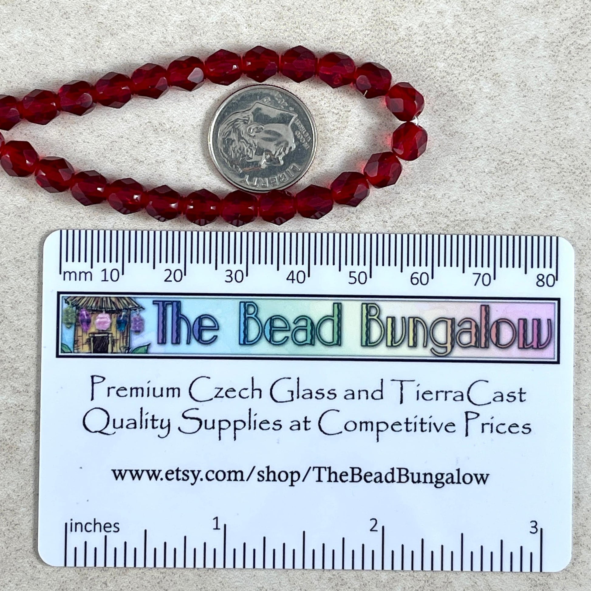 Ruby Red Beads 6mm Red Czech Beads 6mm Czech Glass Beads 6mm Faceted Round Beads Transparent Ruby Red (FP6/N-138) * Qty. 25