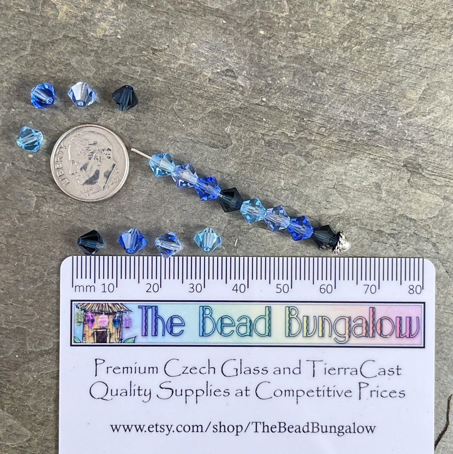 6mm Blue Sapphire Preciosa Crystal Bicone Beads, Sapphire Blue Faceted 6mm Bicone Beads (FMG-7624) * Qty. 24 Beads
