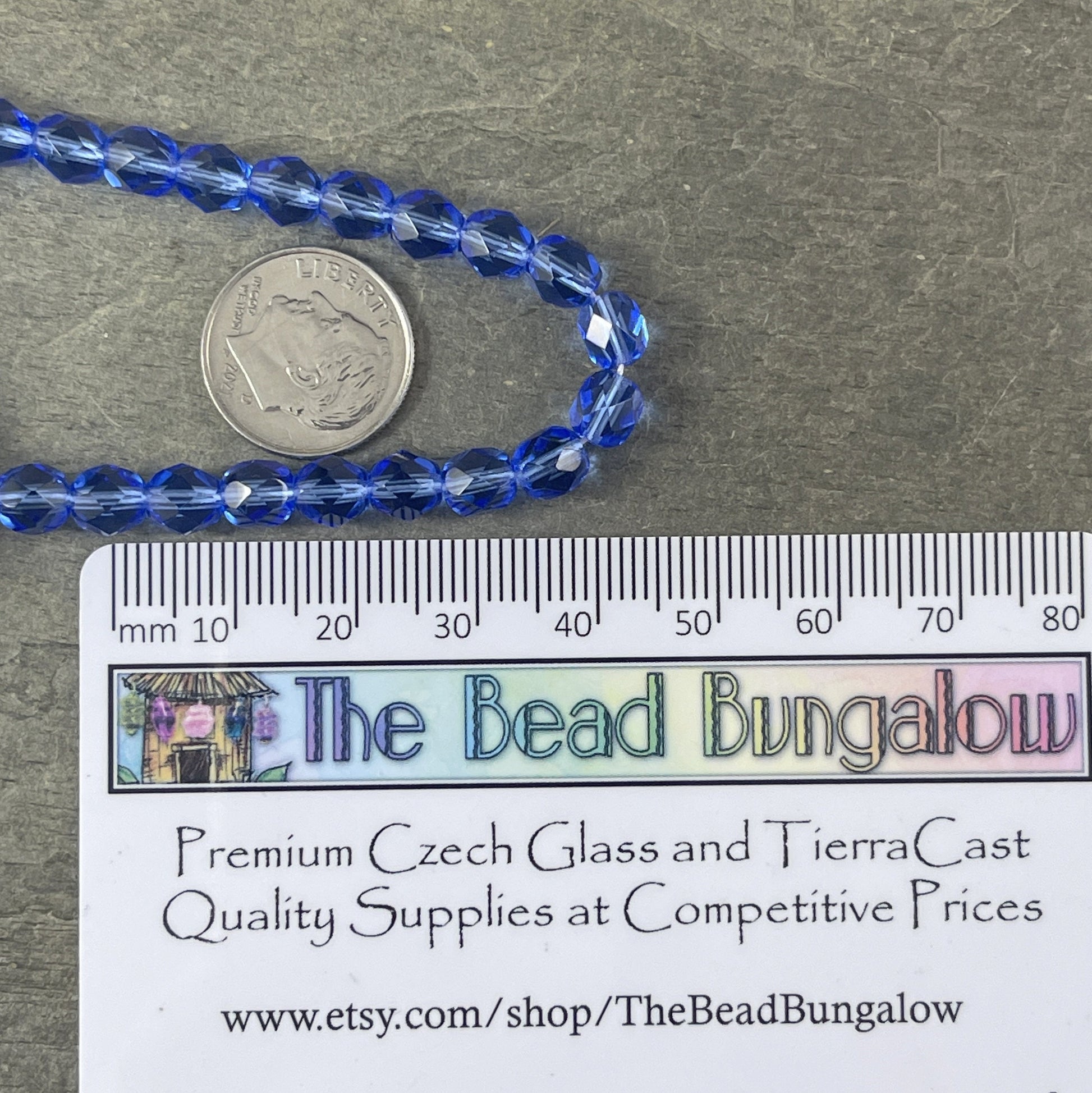 Czech Glass Beads - 6mm Faceted Round Beads, Transparent Sapphire (FP6-3005) * Qty. 25
