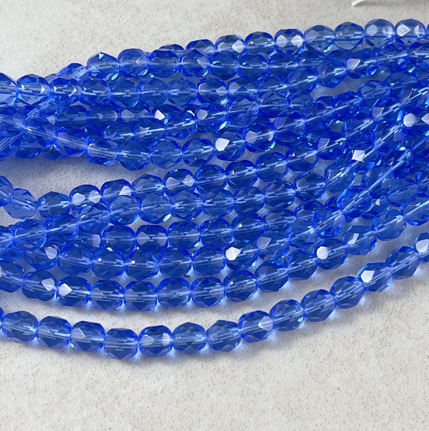 Czech Glass Beads - 6mm Faceted Round Beads, Transparent Sapphire (FP6-3005) * Qty. 25