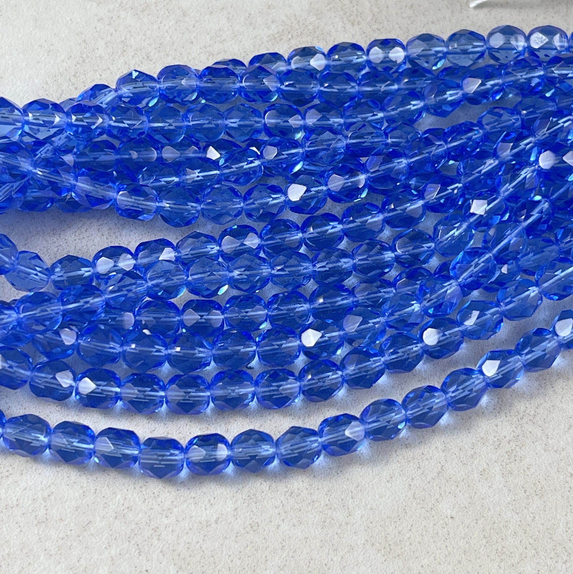 Czech Glass Beads - 6mm Faceted Round Beads, Transparent Sapphire (FP6-3005) * Qty. 25