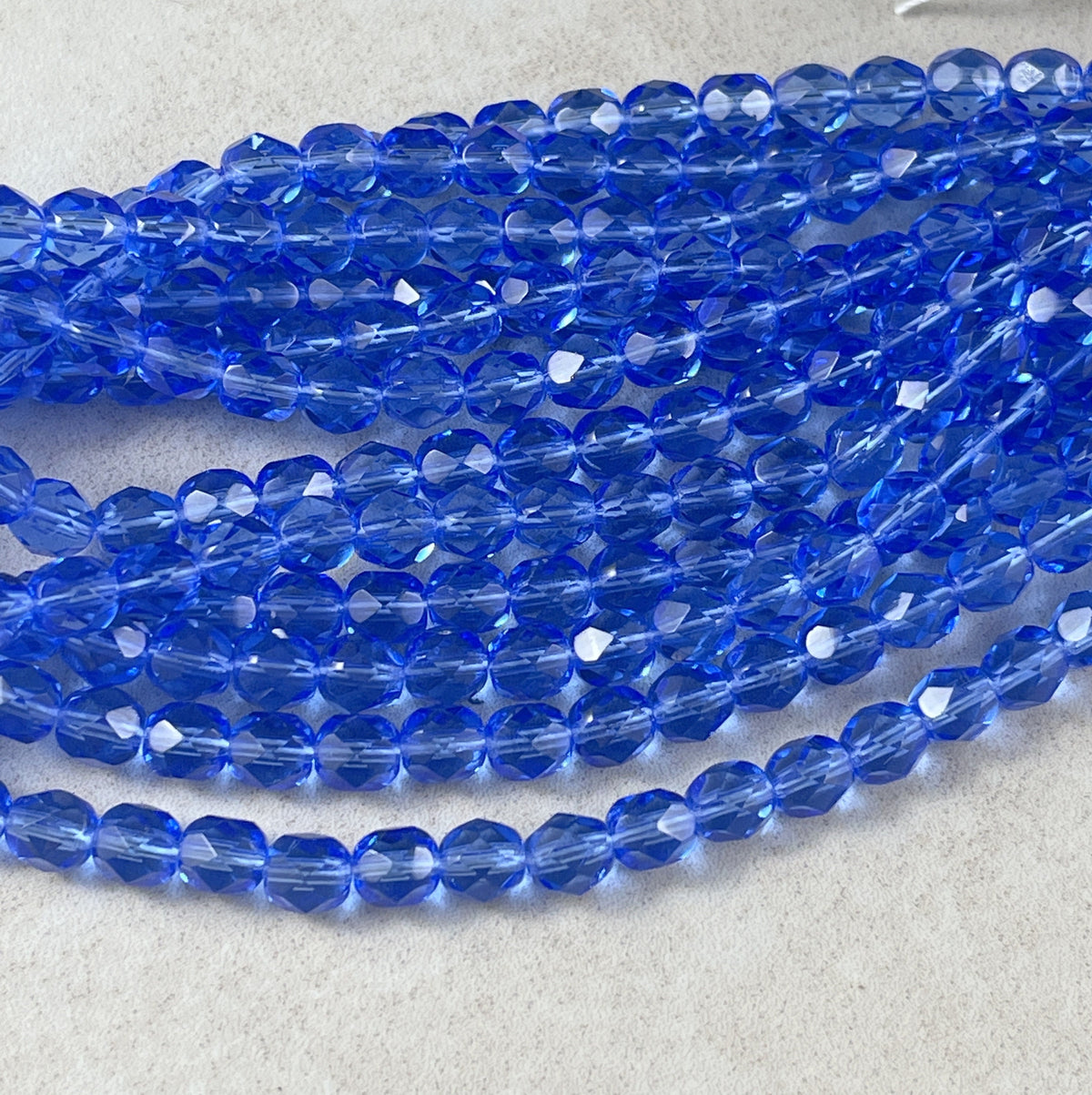 Czech Glass Beads - 6mm Faceted Round Beads, Transparent Sapphire (FP6-3005) * Qty. 25