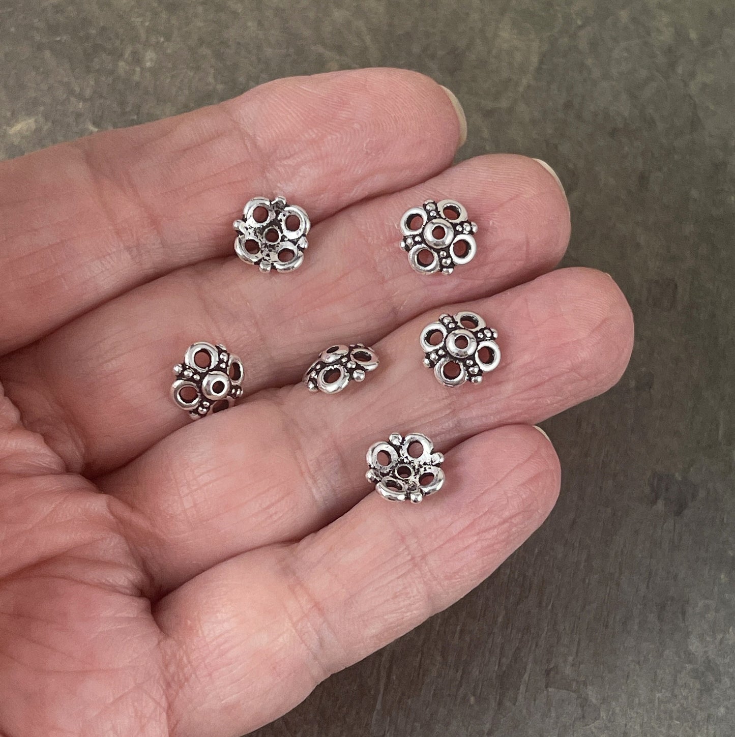 9mm Antiqued Silver Bead Caps by TierraCast ~ 9mm Clover Bead Caps ~ Open Petal Bead Caps (TC/5605-12) * Qty. 4