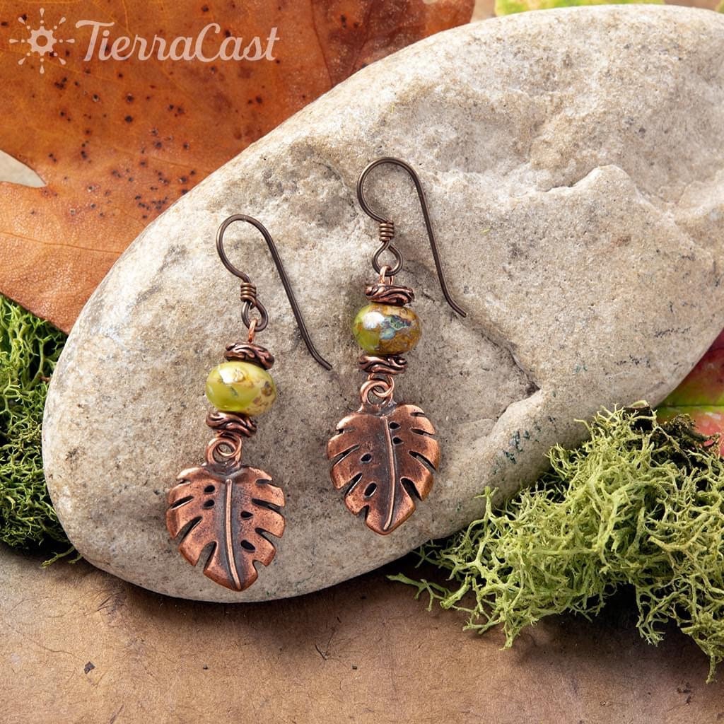 TierraCast Leaf Charm ~ Tropical, Nature, Monstera Plant, Double Sided Charms (TC/2577) * Qty. 2